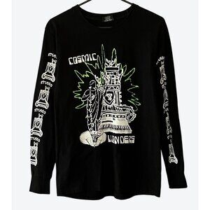 Stussy Small Long Sleeve Cosmic Wonders Graphic Shirt Black Green White
